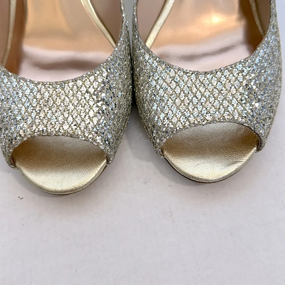 Badgley Mischka Awake Bridal Platino Glitter Pumps 8.5